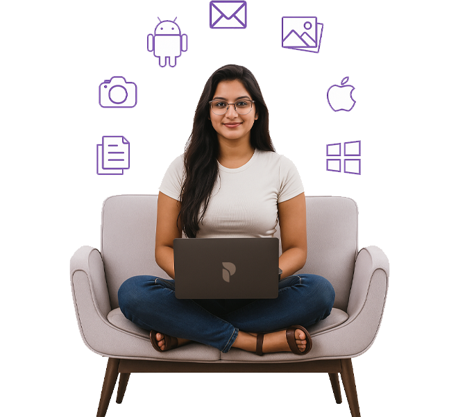 faq girl with logos